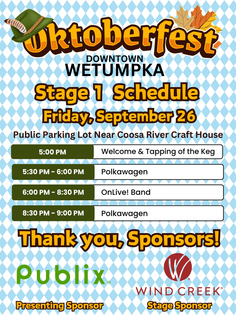 Wetumpka Oktoberfest - Friday Schedule
