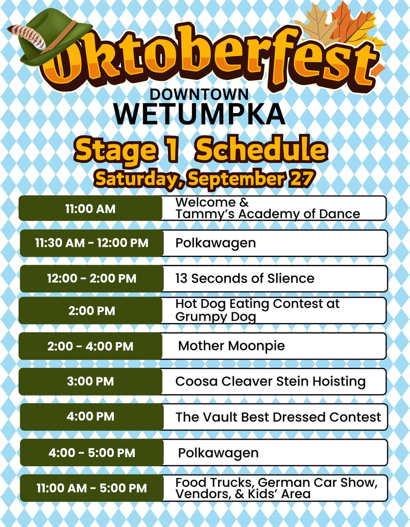 Wetumpka Oktoberfest - Saturday Schedule